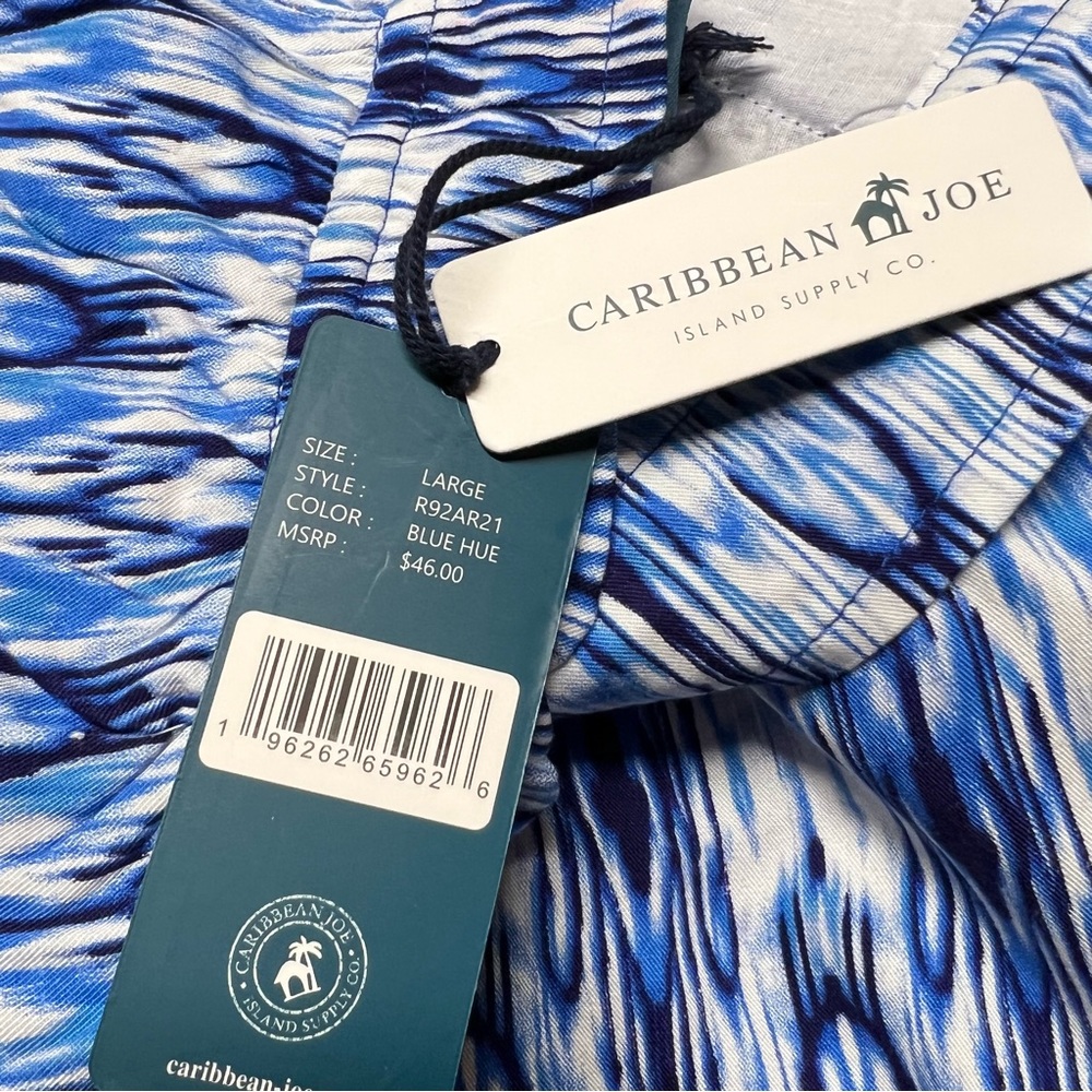 Caribbean Joe Blue Hue Ikat Print Rayon 4-Pocket Shorts Size Large, NWT - Picture 6 of 16